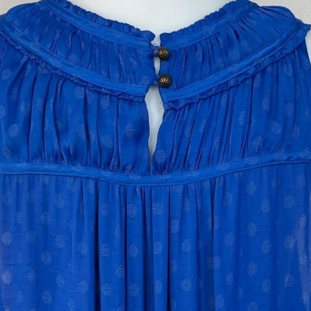 Anthropologie Maeve Royal Blue Clovis Pleated Sleeveless Blouse Top Size 10 EUC - Picture 8 of 11